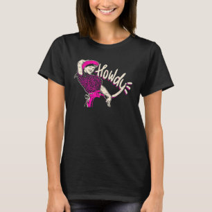 Retro Cowgirl Pink Leopard Howdy Western Country W T-Shirt