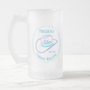 Retro Cowgirl Saloon Drinkware Frosted Glass Beer Mug