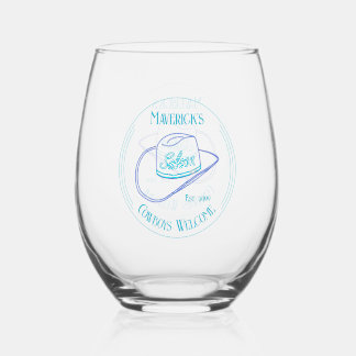 Retro Cowgirl Saloon Drinkware Stemless Wine Glass