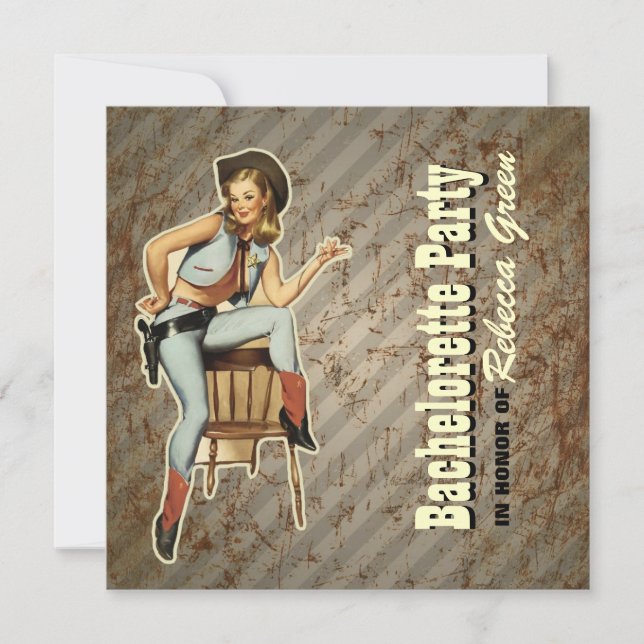 retro cowgirl western country bachelorette party invitation (Front)