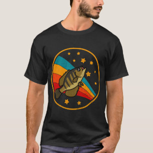 Retro Crappie in Space Fishing Sport And Angling F T-Shirt
