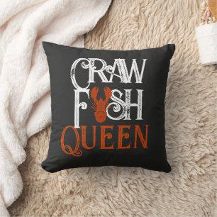 Retro Crawfish Queen Seafood Cushion