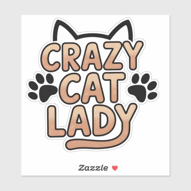 Retro Crazy Cat Lady Typography Design (Sheet)