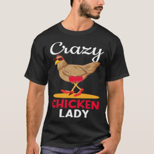 Retro Crazy Chicken Lady Farmer T-Shirt