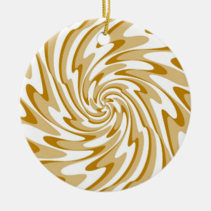 Retro Cream and White Waves Abstract Art Ceramic Tree Decoration