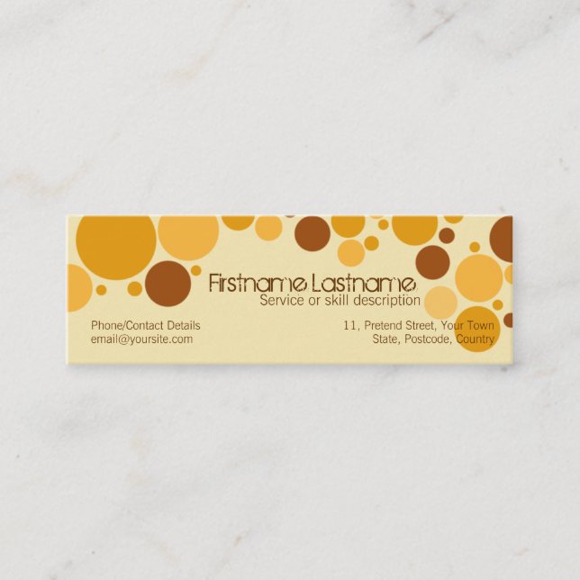 Retro Cream Bubbles MiniBusiness Card (Front)