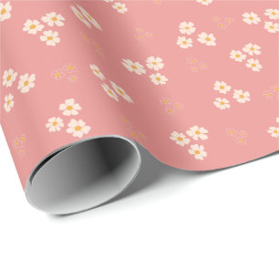 Retro Cream & Gold Daisy Flower Wrapping Paper