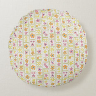 Retro Cream Patchwork Floral 16" Round Cushion