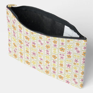 Retro Cream Patchwork Floral Large Accessory Pouch