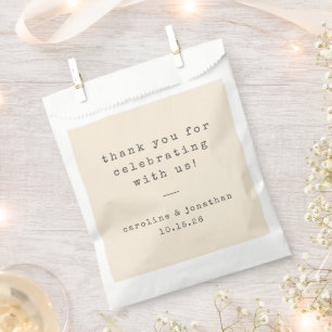 Retro Cream Typewriter Custom Wedding Thank You Favour Bags