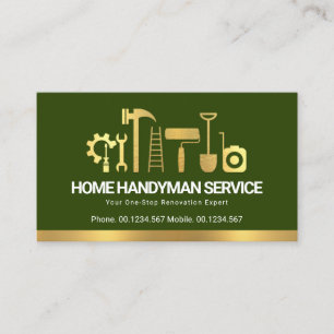 Retro Creative Gold Handyman Tools Contractor Business Card