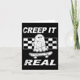 Retro Creep It Real Ghost Halloween Mens Kids Card