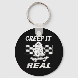 Retro Creep It Real Ghost Halloween Mens Kids Key Ring