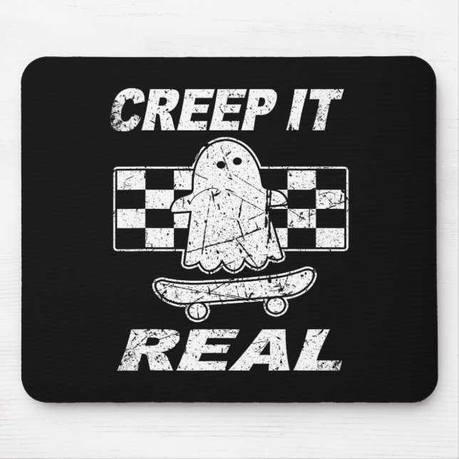 Retro Creep It Real  Ghost Halloween Mens  Kids  Mouse Mat (Front)
