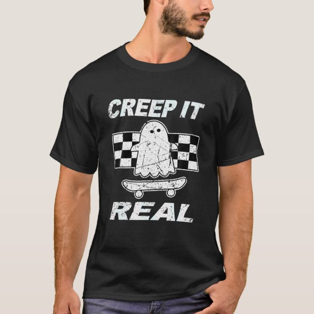 Retro Creep It Real Ghost Halloween Mens Womens T-Shirt (Front)