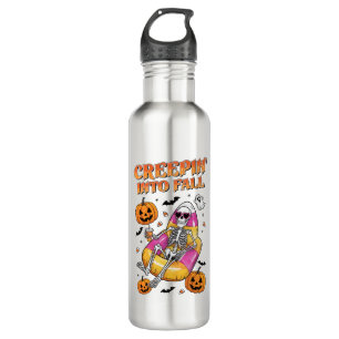 Retro Creepin into Fall Halloween 710 Ml Water Bottle