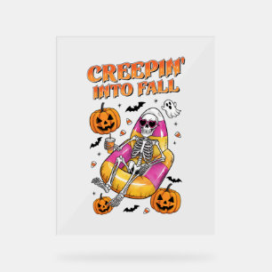 Retro Creepin into Fall Halloween Acrylic Sign