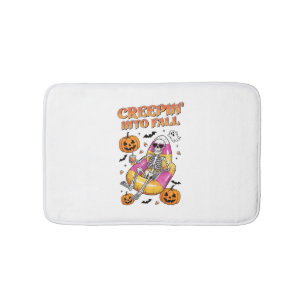 Retro Creepin into Fall Halloween Bath Mat