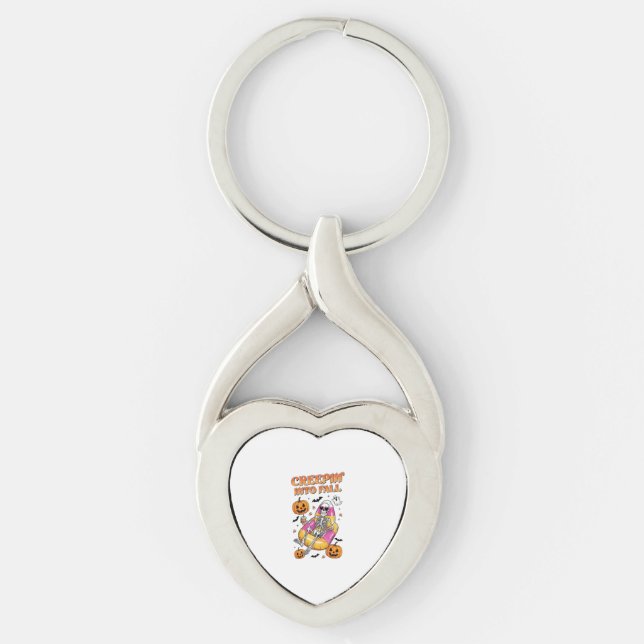 Retro Creepin into Fall Halloween Key Ring (Front)