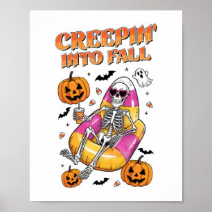 Retro Creepin into Fall Halloween Poster