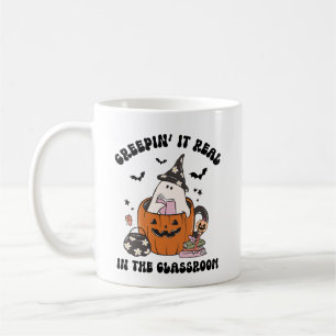 Retro Creepin’ It Real Teacher Halloween Coffee Mug