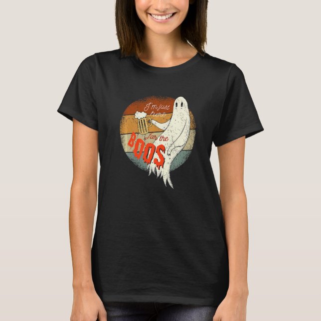 Retro Creepy Halloween Ghost Tee Im Just Here For  (Front)