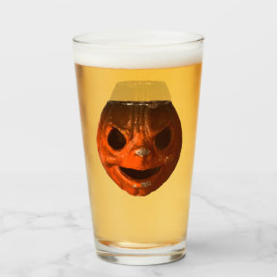 Retro Creepy Halloween Vintage Pumpkin Face Glass