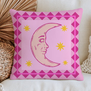 Retro Crescent Moon Celestial Lavender Cushion