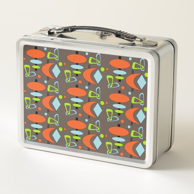 Retro Crescent Totem Shapes Metal Lunch Box (Back)