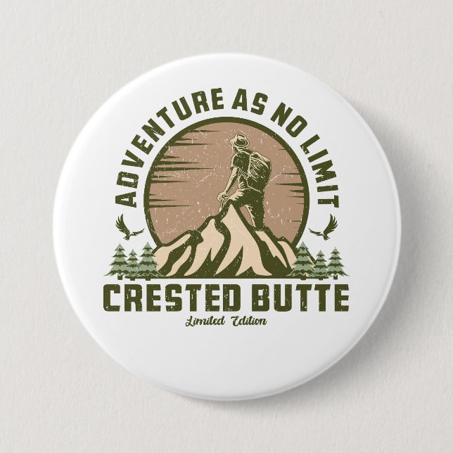 Retro Crested Butte Hike Sunset T-Shirt 7.5 Cm Round Badge (Front)