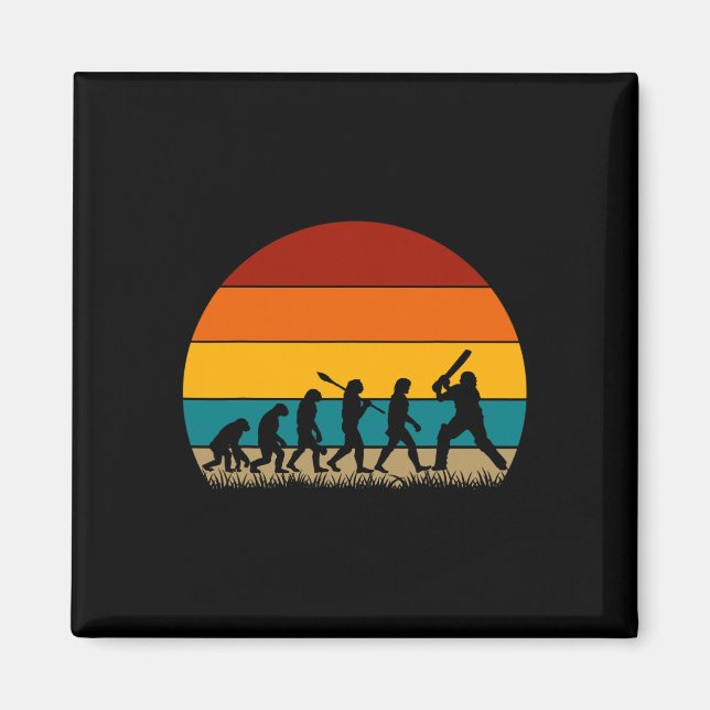Retro Cricket Evolution - Funny Cricket  Magnet (Front)