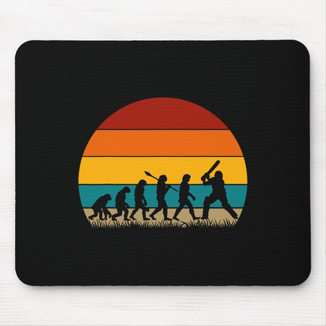 Retro Cricket Evolution - Funny Cricket  Mouse Mat (Front)