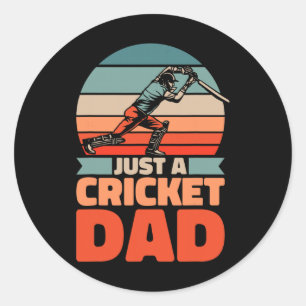 Retro Cricket Father - Vintage Cricketer Just A Cr Classic Round Sticker