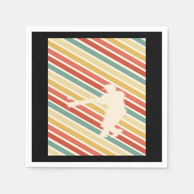 Retro Cricket Player Batsman Vintage Umpire Bowler Napkin (Front)