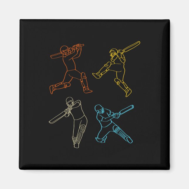 Retro Cricket Player Position Cricket Lovers  Magnet (Front)