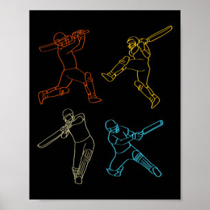 Retro Cricket Player Position Cricket Lovers  Poster