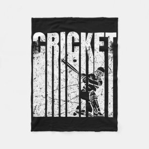 Retro Cricket Player Tter Design Fleece Blanket