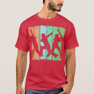 Retro Cricket Silhouette Cricket Player cricket ba T-Shirt