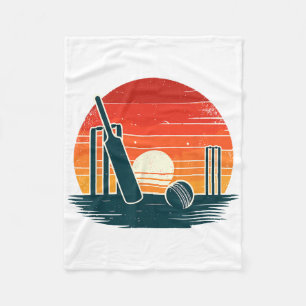 Retro Cricket T Cricketer Tsman Bowler Fleece Blanket