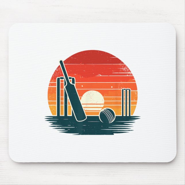 Retro Cricket T Cricketer Tsman Bowler  Mouse Mat (Front)
