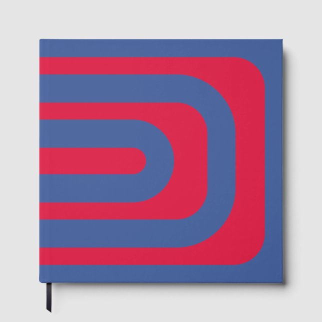 Retro Crimson & Blue Guest Book – Customisable (Front)
