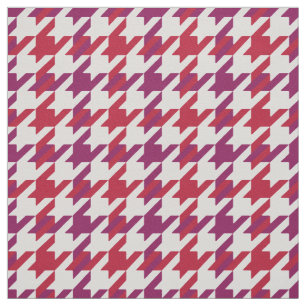 Retro crimson red purple houndstooth plaid pattern fabric