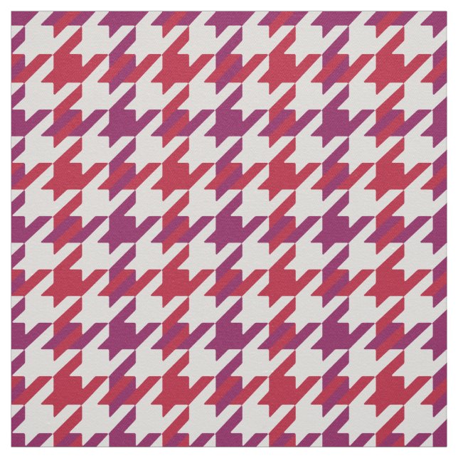 Retro crimson red purple houndstooth plaid pattern fabric (Swatch)