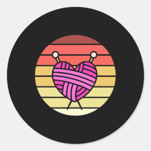 Retro Crochet Nerd Funny Crocheting Yarn Lover Gif Classic Round Sticker