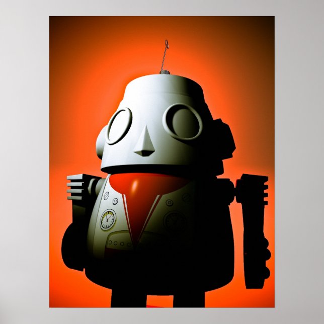 Retro Cropped Toy Robot 01 Poster (Front)