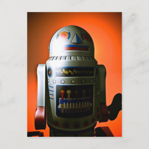Retro Cropped Toy Robot 02 Postcard