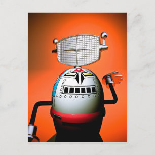 Retro Cropped Toy Robot 03 Postcard