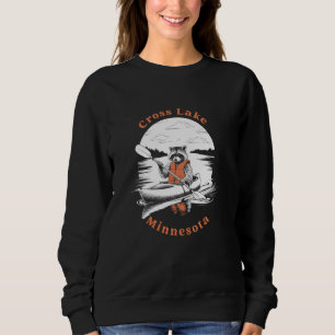 Retro Cross Lake Minnesota Cute Kayaking Racoon Sweatshirt