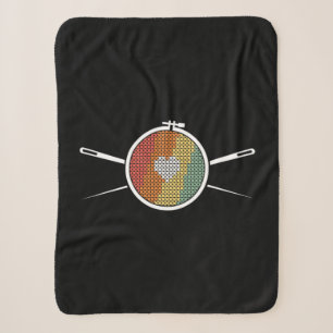 Retro Cross Stich Sherpa Blanket