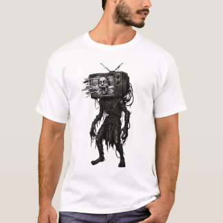 Retro CRT TV Head Nightmare Dark Fantasy Illustrat T-Shirt